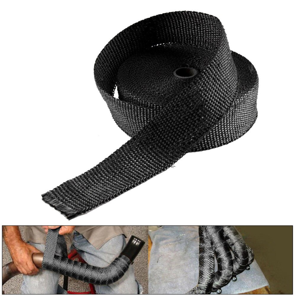 Tubo de escape de titânio envoltório calor da motocicleta fibra de vidro calor escudo fita com laços resistente ao calor envoltório downpipe para acessórios do carro da motocicleta ft002