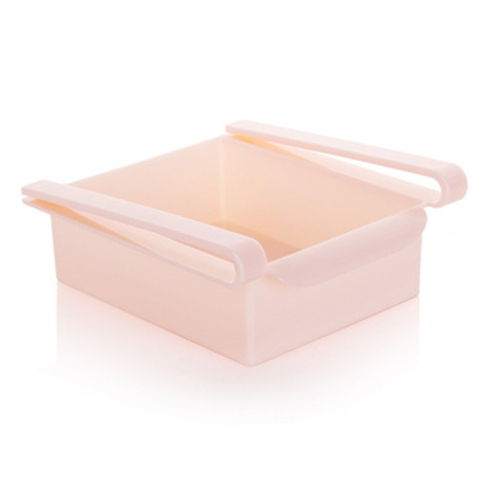 Køkken køleskab fryser skydeskuffe type pladsbesparende opbevaringsorganiseringsstativ hyldeholder opbevaringsbokse plastbokse: Lyserød