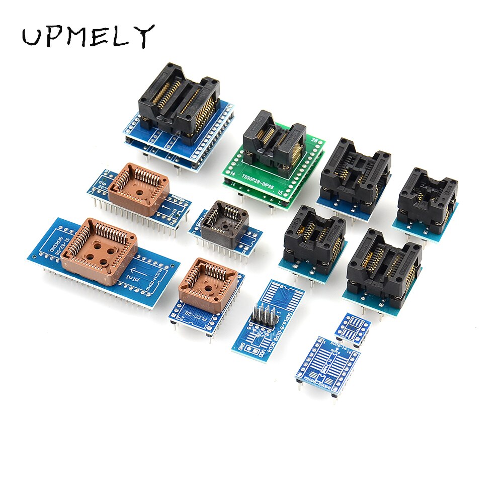 Upmely  v11.9 tl866ii plus minipro nand flash avr pic bios usb ohjelmoija 8 sovitinta  tl866 ja 13 kpl yleispistorasialle
