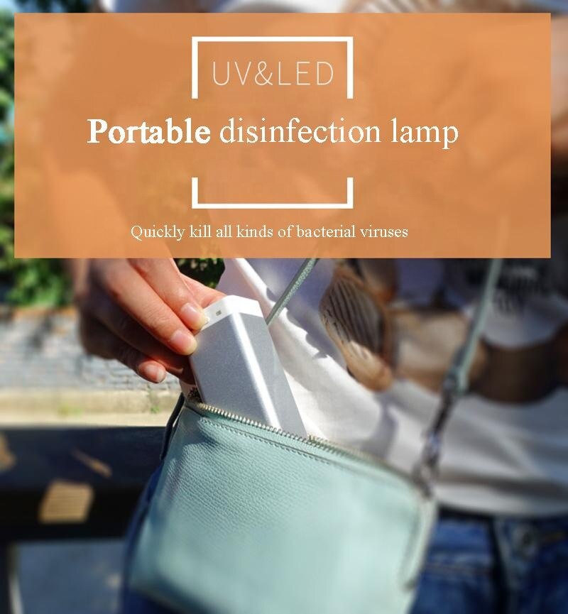 Portable Ultraviolet Germicidal Light Kill Bacterial LED Disinfection sterilization UV Lamp USB charge for Home Travel Germs