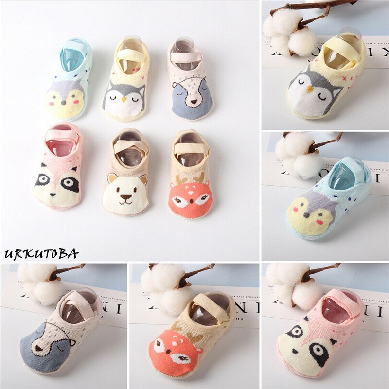 Pudcoco Leuke Peuter Zachte Non-Slip Sokken Kids Baby Jongen Meisje Cartoon Animal Cotton Ankle Warme Sokken Anti-Slip Slipper 1-3Y