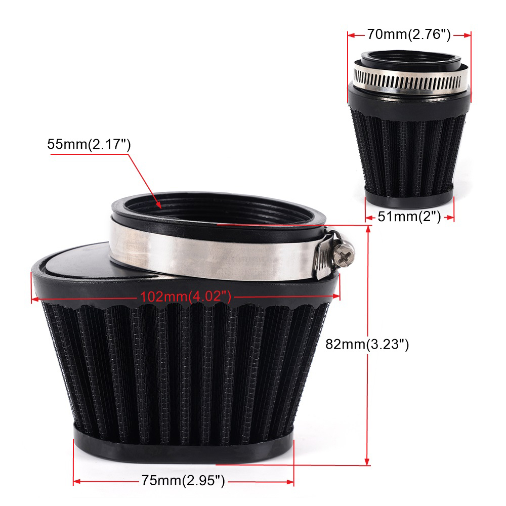 RASTP-Universal Air Filter 51mm/55mm/60mm Cleaner Oval Round Tapered Cone Clamp for Motorcycle Car Mini Bike RS-OFI100