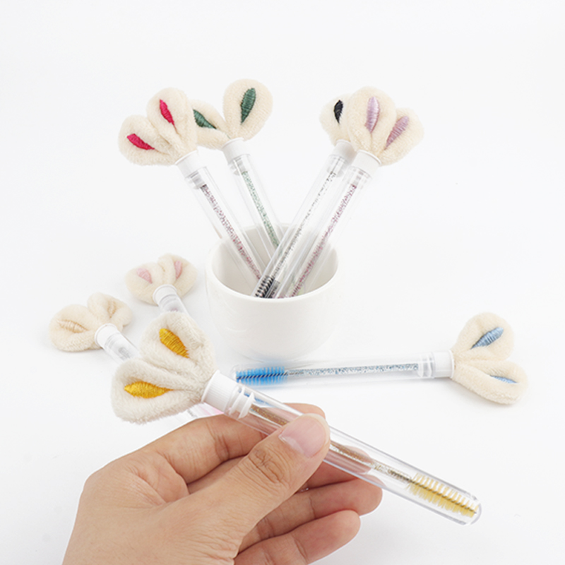 5 Pcs Rabbit Ears Decoration Tube Eyelash Brush Eyebrow Comb Clear Mascara Wands Micro Brush Makeup Tool Lash Extension Supplies