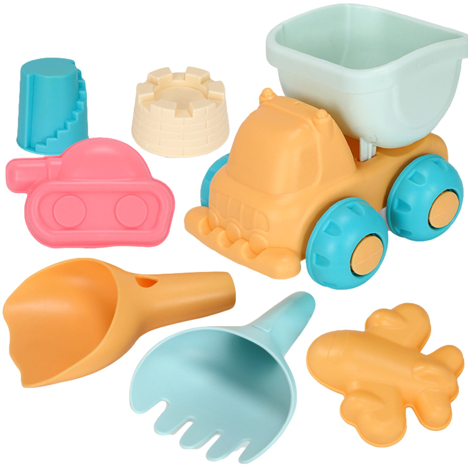 Juguetes de playa para niños, kit de juguetes playeros infantiles, baldes, palas, caja de arena, rastrillo, animales marinos de goma suave para niños pequeños, 5-17 uds.