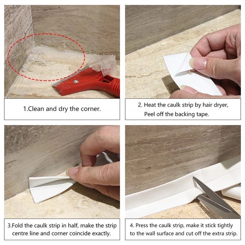White Multi-purpose Self-adhesive PVC Repair Waterproof Bonder Tape Sealing Strip Sink Bathroom Wall Corner Sticker Tapes