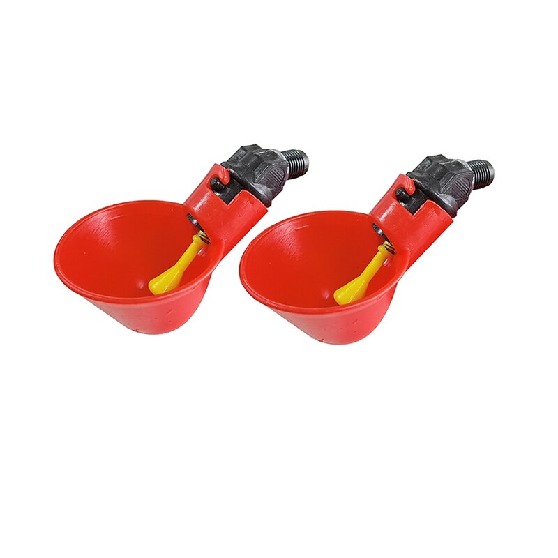 1 Pcs Red Automatic Quail Drinker Chicken Waterer Bowl With Yellow Nipple Farm Poultry Drinking Water System Farm suppli