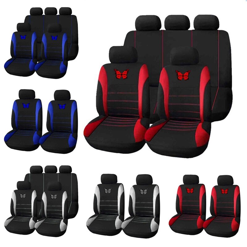 4 pièces/9 pièces housses de siège de voiture papillon automobile housses de siège housse de siège coussin universel tissu Auto protéger quatre saisons