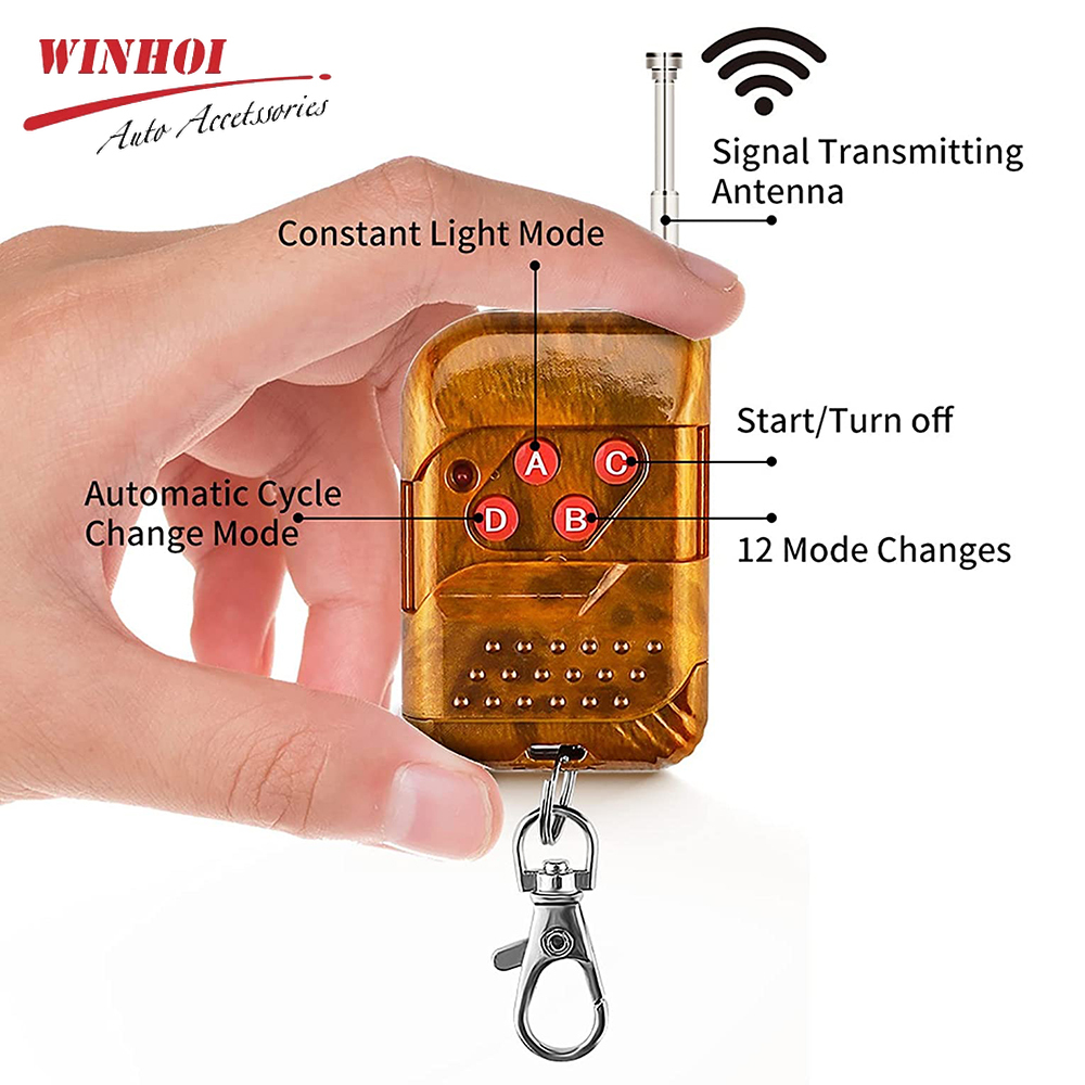 16 LED Wireless Car Emergency Lights Auto Police Strobe Light Blue Red Amber Warning Flashing Lamp 12/24V for Trailer Truck
