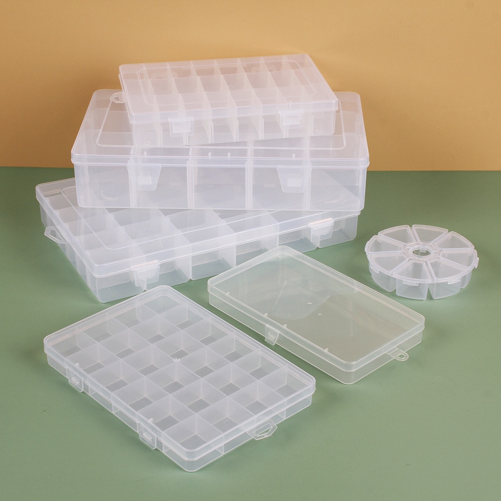 Plastic Storage Box Adjustable 1-36 Grids Compartment Jewelry Earring Bead Screw Holder Case Display Organizer Container