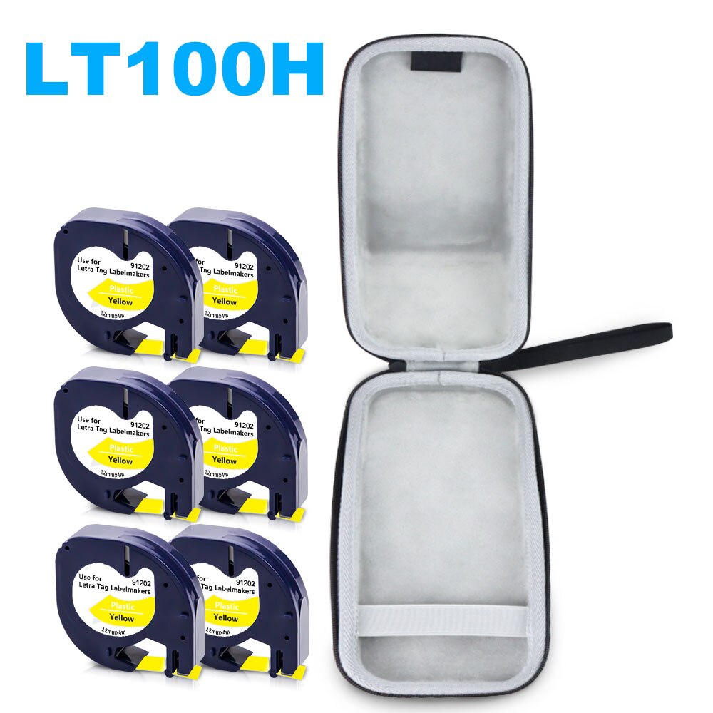Storage Box DYMO LT100H LT 100H Labeling Machine Case with 6PK Label Tape for Dymo Letratag 12267 91201 91202 91203 91204 91205: 1 Case 6 91202