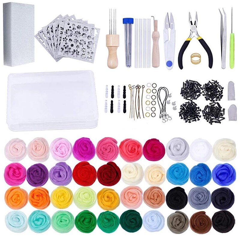 Imzay Needle Felting Kit Felting Tool Wool Needle Felting Kit Needle Felting Starter Kit DIY Needle Felt Roving with Instruction