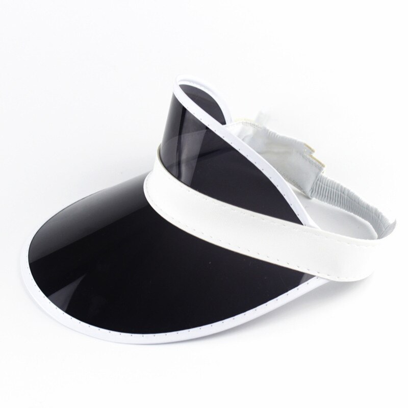 transparent plastic pvc sunshade summer sun hat: Black