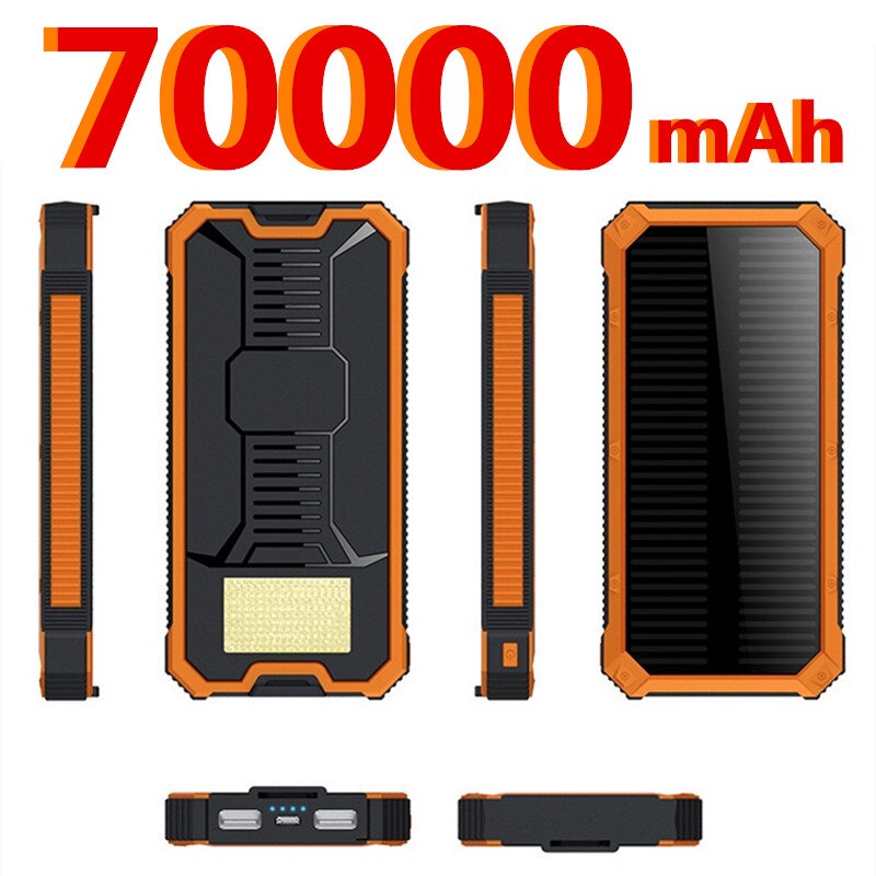 70000Mah Zonne Bank Led Verlichting Outdoor Draagbare 2 Usb Poverbank Reizen Externe Batterij Voor Samsung Iphone Xiaomi