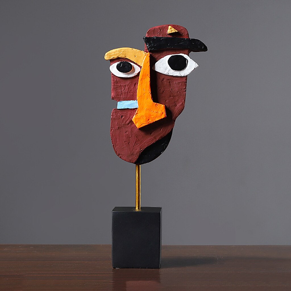 Modern Abstract Face Sculpture Ornament Statue Office Cabinet Shelf Artwork: B