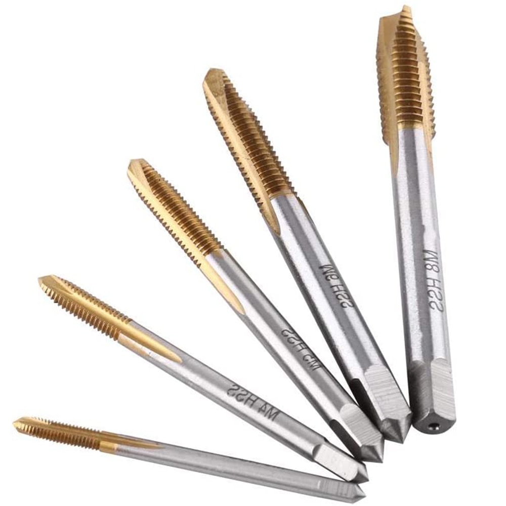 5pcs/Set Hand Tap Drill Bits HSS Thread Screw Tap Kit Forward Chip Ejection Thread Tapping Tools Suitable For M3 M4 M5 M6 M8