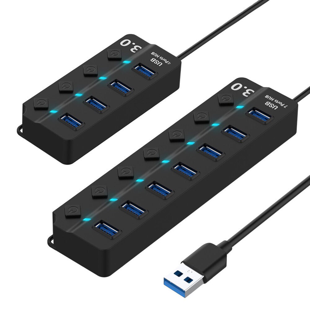 Ub usb multi 3.0 hub usb splitter højhastigheds 4/7 port alt i én til pc windows macbook computer tilbehør