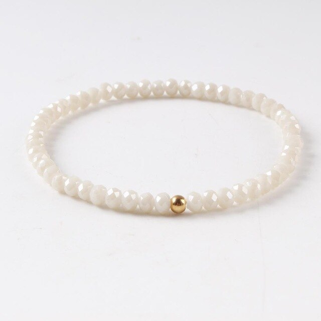Boho DIY proste kolorowe szkło kryształowa czerwień róża złote koraliki Wrap bransoletka Femme bransoletki dla kobiet: Ivory