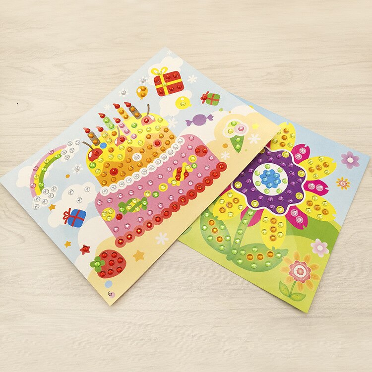 Crystal Sticker Craft DIY For Kids Children Diamond Painting Kindergarten Educational Mosaic Sticker Crafts Puzzle Toys