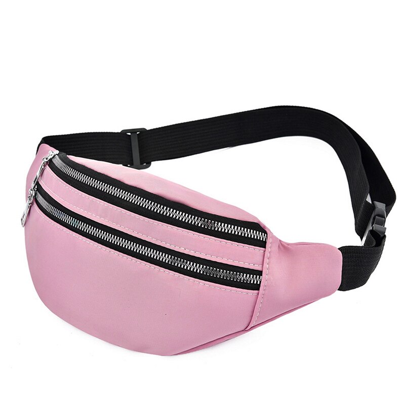 Fanny pack dame midje pakke tilfeldig crossbody brystvesker unisex hofte bomveske reise vanntett belteveske sportsveske: Rosa