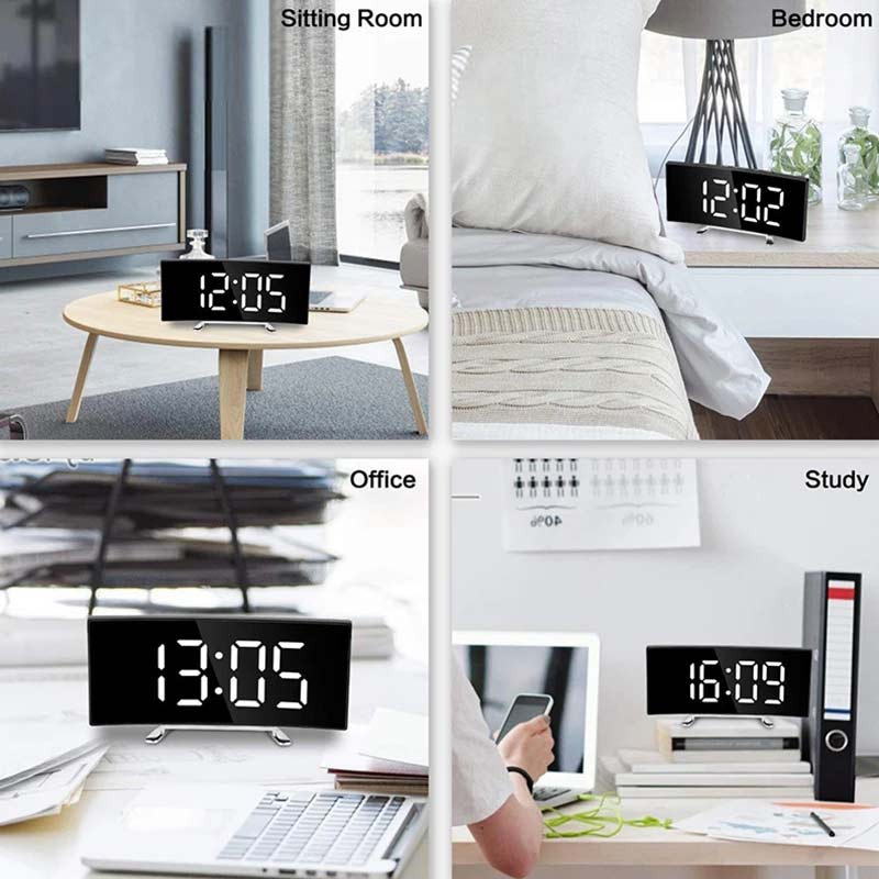 Väckarklocka digital bärbar dimbar kompakt sovrum sovsal klocka tillbehör
