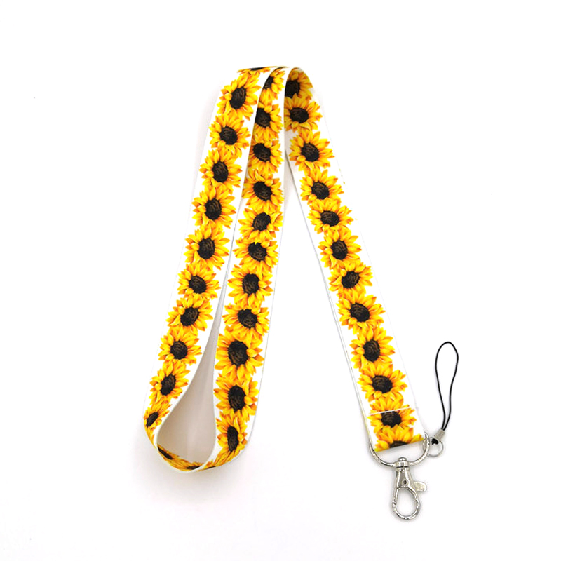 Zonnebloemen Neck Strap Lanyard Voor Sleutels Tags Id Werk Verpleegkundige Kaart Badge Houder Mobiele Bandjes Telefoon Touw Sleutelhanger Keycord Lint