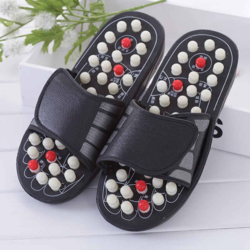 BomKinta Taiji Acupoint Magnetic Therapy House Slippers Men Shoes Indoor Spring Massage Health Protect Slippers Chinese Acupress: White / 9.5