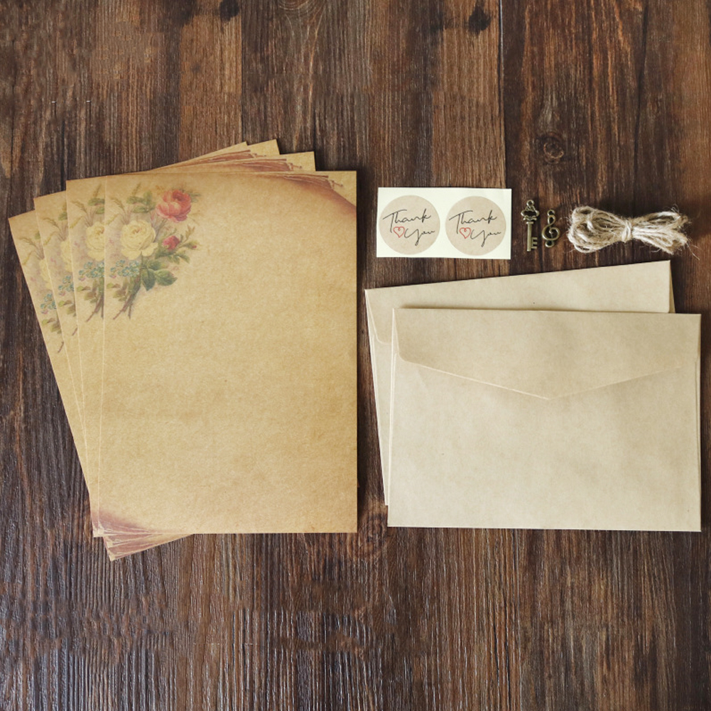 Juego de sobres de papel Kraft Vintage Retro, sobres de invitación de carta de amor para el Día de San Valentín, accesorios de papel de escritura con cuerda: 05