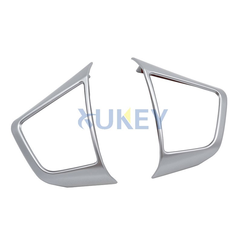 AX 2pcs Chrome Interior Steering Wheel Panel Cover For Hyundai Creta - Trim Badge Frame Molding Garnish Bezel Surround