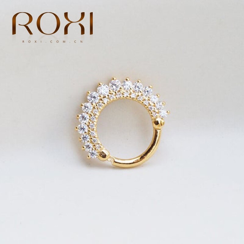 Roxi romantisk sol blomst luksus bryllup smykker runde cirkel øreringe til kvinder 925 serling sølv bulk earrng kolczyki: Guld 1pc