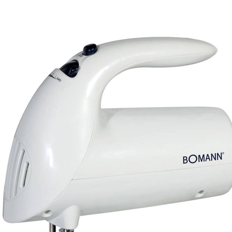 Bomann HM 350 CB Batidora de Varilla Especial Repostería, 5 Velocidades, Ganchos Amasar y Varillas Batir Cromadas 250W Blanco