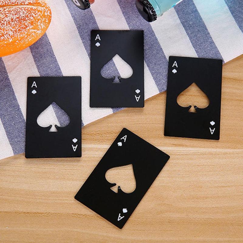 1 Pcs Rvs Credit Card Size Spade Poker Flesopener Vormige Flesopener Casino Flesopener Bar Tool