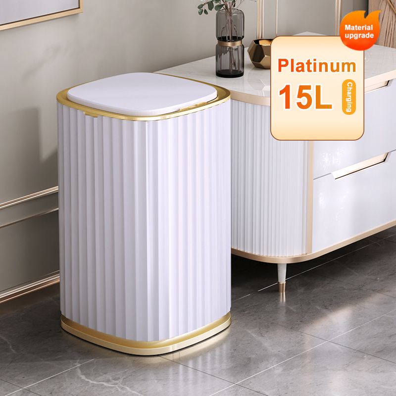 Smart Sensor Vuilnisbak Keuken Badkamer Wc Prullenbak Beste Automatische Inductie Waterdichte Bin Met Deksel 10/15L: 15L Gold