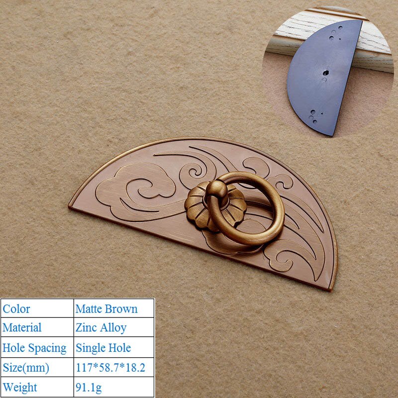 Manija clásica Marrón mate para armario, tirador chino antiguo para puerta de dormitorio, pomos decorativos para muebles, puertas interiores: 6012-Single Hole