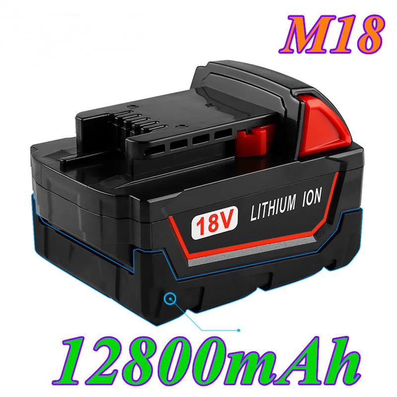 18V 12800mAh Li-ion Tool Battery for Milwaukee M18 48-11-1815 48-11-1850 2646-20 2642-21CT Repalcement M18 Battery