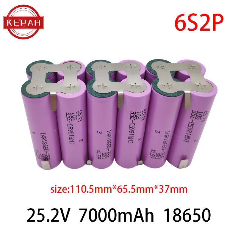 Customized5S2P 5S3P 5S4P 6S2P 8.4V 3.7V 10.8V 16.8V 18V 25.2V 18650 35E battery pack 3500mAh for screwdriver electric drill cell: army green
