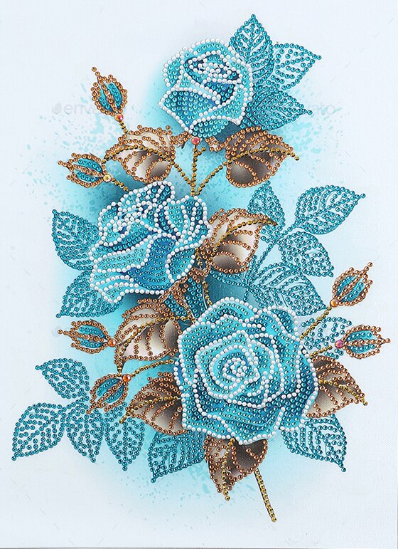 Blå blomst specialformet diamantmaleri gør-det-selv 5d delvist borebroderi korsstingssæt krystal rhinestone peinture diamant