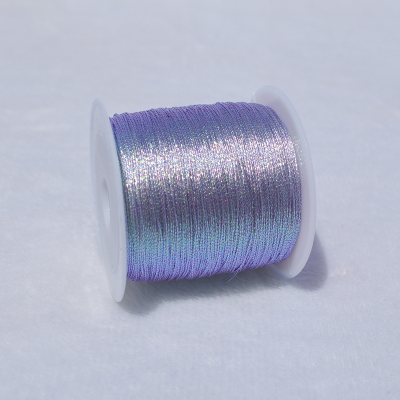 Cuerda trenzada de 3 hebras para pulsera, hilo colorido de oro y plata de 100M, bordado de cuentas de ganchillo, hilo hecho a mano: CHERRY púrpura