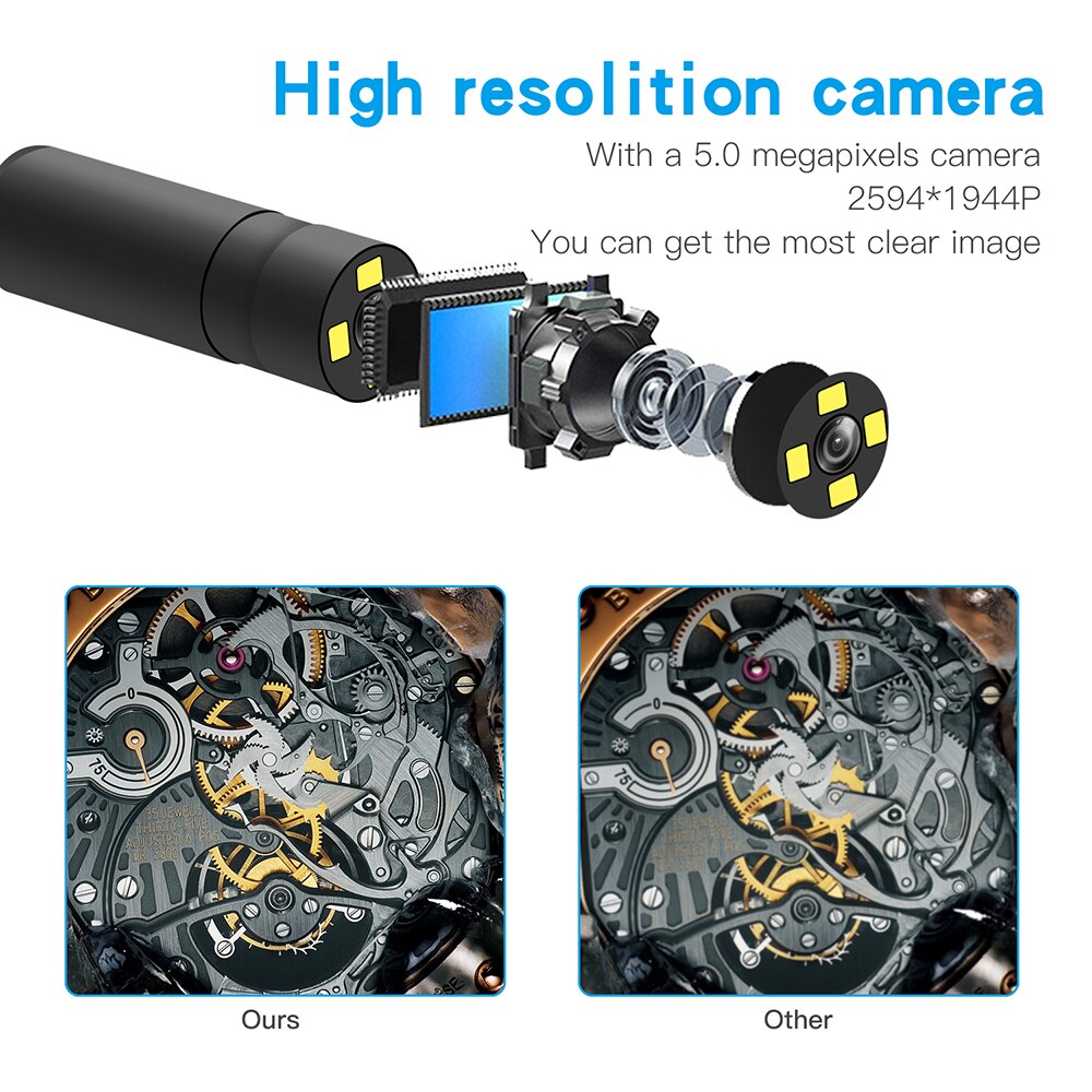 14mm WIFI Endoscope Camera Screen Display Waterproof 2m/5m/10m Inspection Borescope For Iphone Android Phone F230