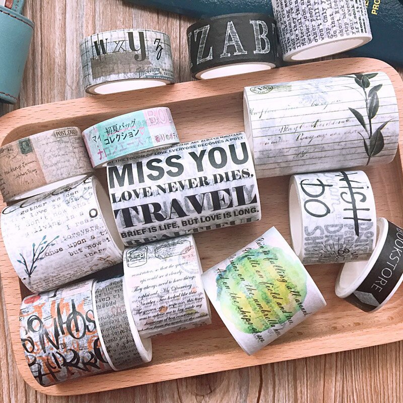 1 pcs Washi Tapes DIY Engels tijdschrift Papier gereedschap Masking Tape Decoratieve Plakband Scrapbooking Stickers Grootte 5M