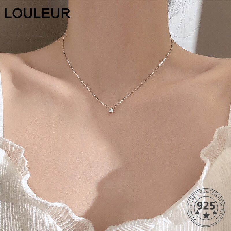 Louleur 925 srebro naszyjnik pojedynczy wisiorek z cyrkonią naszyjnik dla kobiet moda lato srebro 925 biżuteria choker