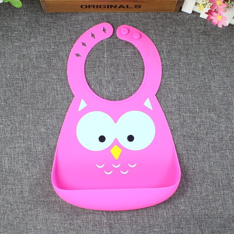 Baby's Bibs Waterproof Soft Edible Grade Silica Gel Saliva Towel Dining Pocket: bib Mei Hong bird