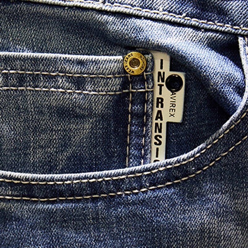 herren Jeans Löcher Ausgefranste Hiphop Zerrissene Licht Blau Dünne strecken Schlank Bein Streetwear betrübt Moto Radfahrer Jeans Männlichen Denim