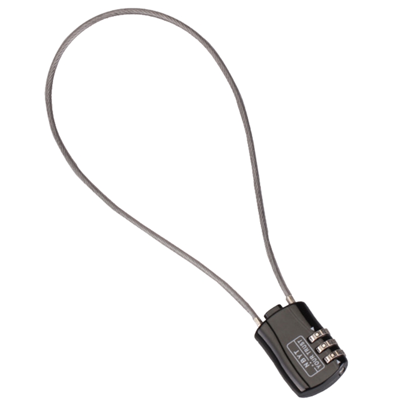 3-digit Motorcycle Helmet Lock Combination Lock With Cable for Motorbike Scooter Street Bike, Secures Helmet: Black (40cm)