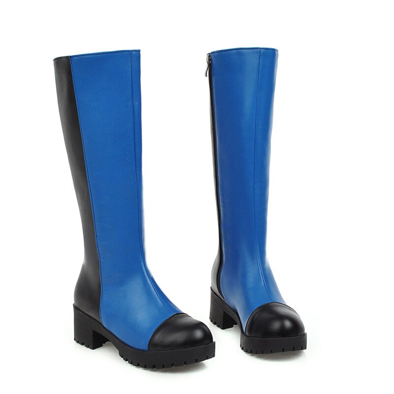 MORAZORA offre spéciale pu cuir genou bottes hautes simple med talons bout rond hiver garder au dames chaussures femmes bottes