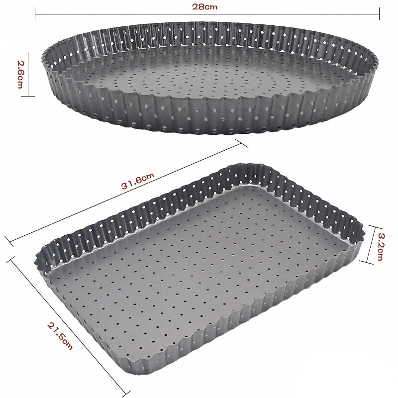 Ronde Rechthoek Taart Pizza Pie Bakken Lade Praktische Carbon Staal Pizza Pannen Non-stick Bakvormen Duurzaam Keuken Bakken Tools