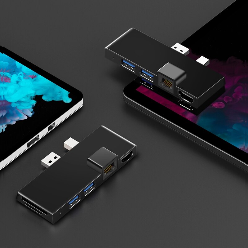 Hub pour Surface Pro 3/USB-C 6, séparateur de Type C à 4K, Compatible HDMI/Gigabit Ethernet /USB3.1/SD TF, 4/5