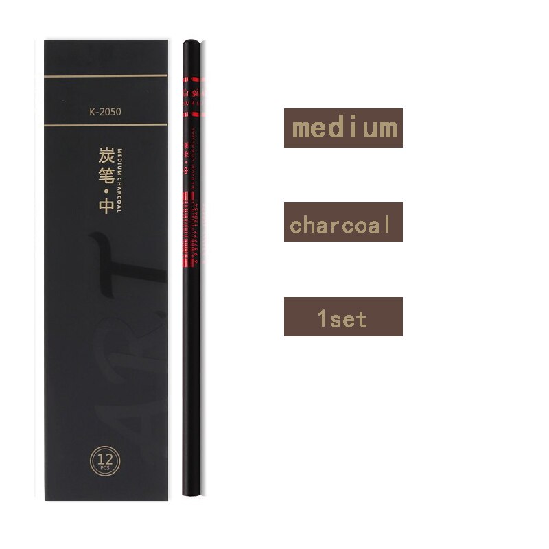 12 charcoal art soft drawing pencils sketch painting pencils learning stationery black matte art supplies: size2
