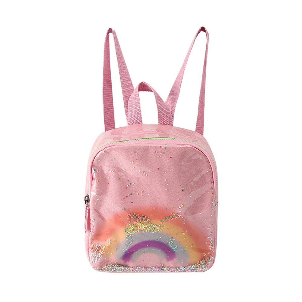 Sac à dos arc-en-ciel pour filles, joli sac à bandoulière d'école avec paillettes brillantes, sac de jour pour enfants: Rose