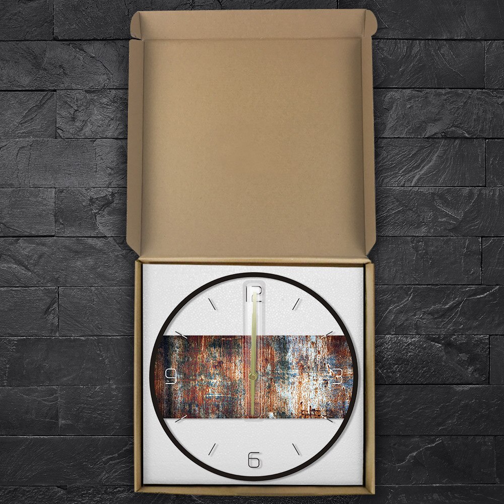 Rusty Metal Texture Printed Wall Clock Iron Faux Patina Covered With Rust Modern Round Vintage Art Wall Watch Housewarming