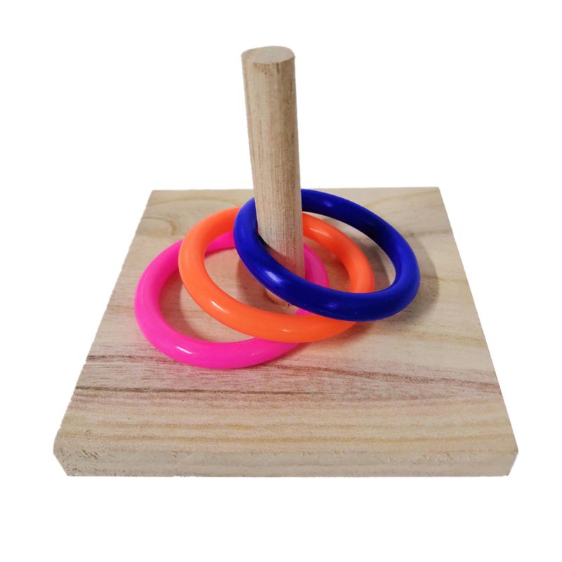 Bird Parrot Wooden Platform Plastic Ring Intelligence Training Chew Puzzle Toy: 1